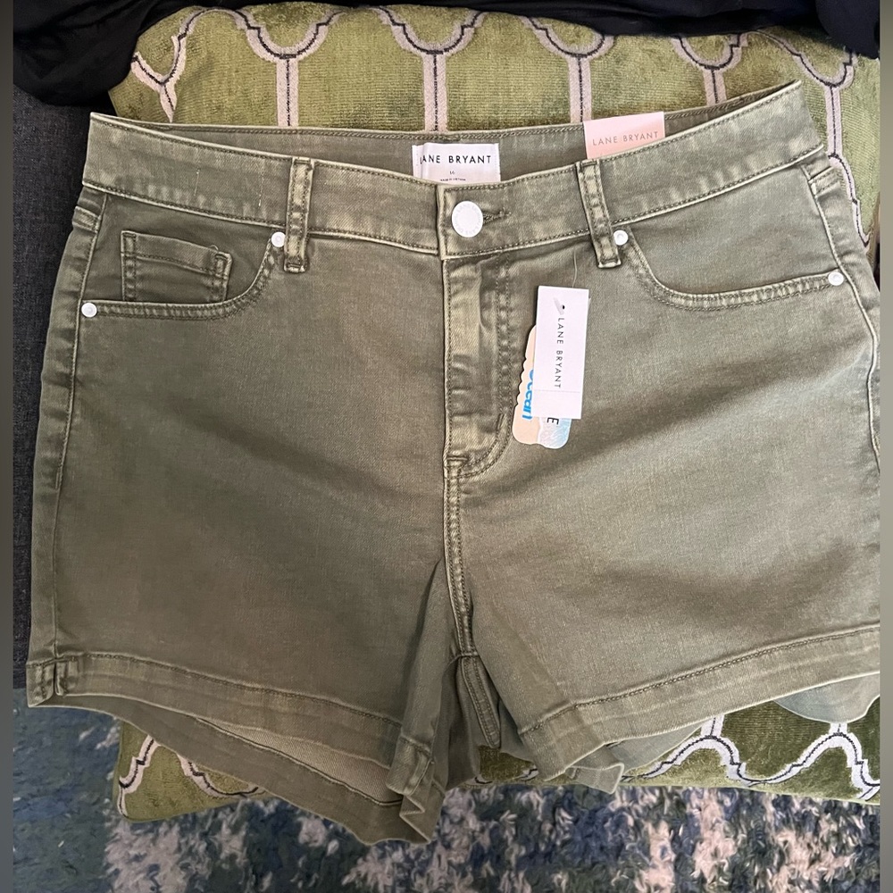 Lane Bryant greenish denim shorts